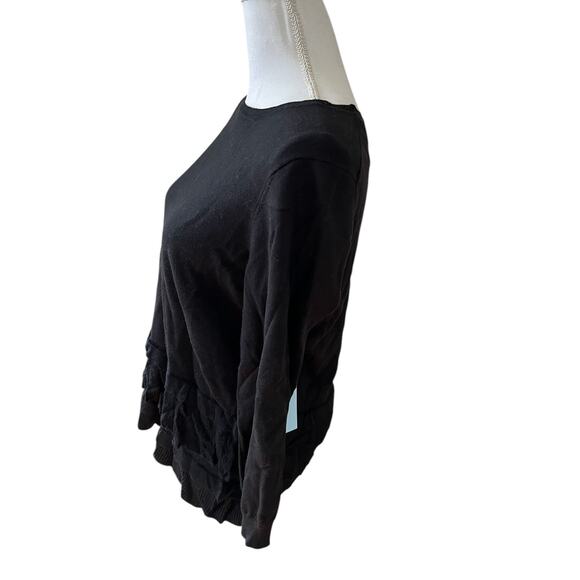 CeCe Cynthia Steffe Feminine Ruffle Sweater Black M - Picture 2 of 6